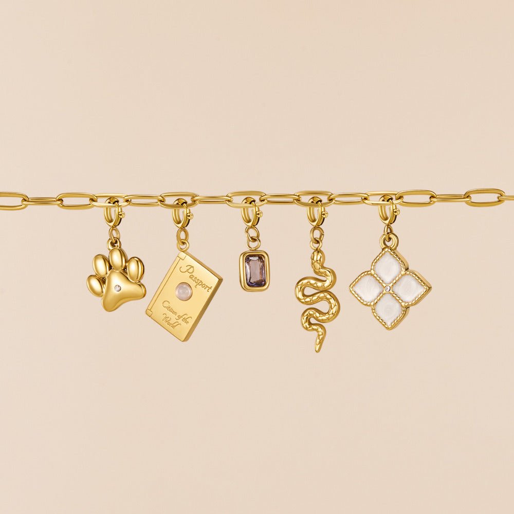 18K Gold Paperclip Charm Necklace