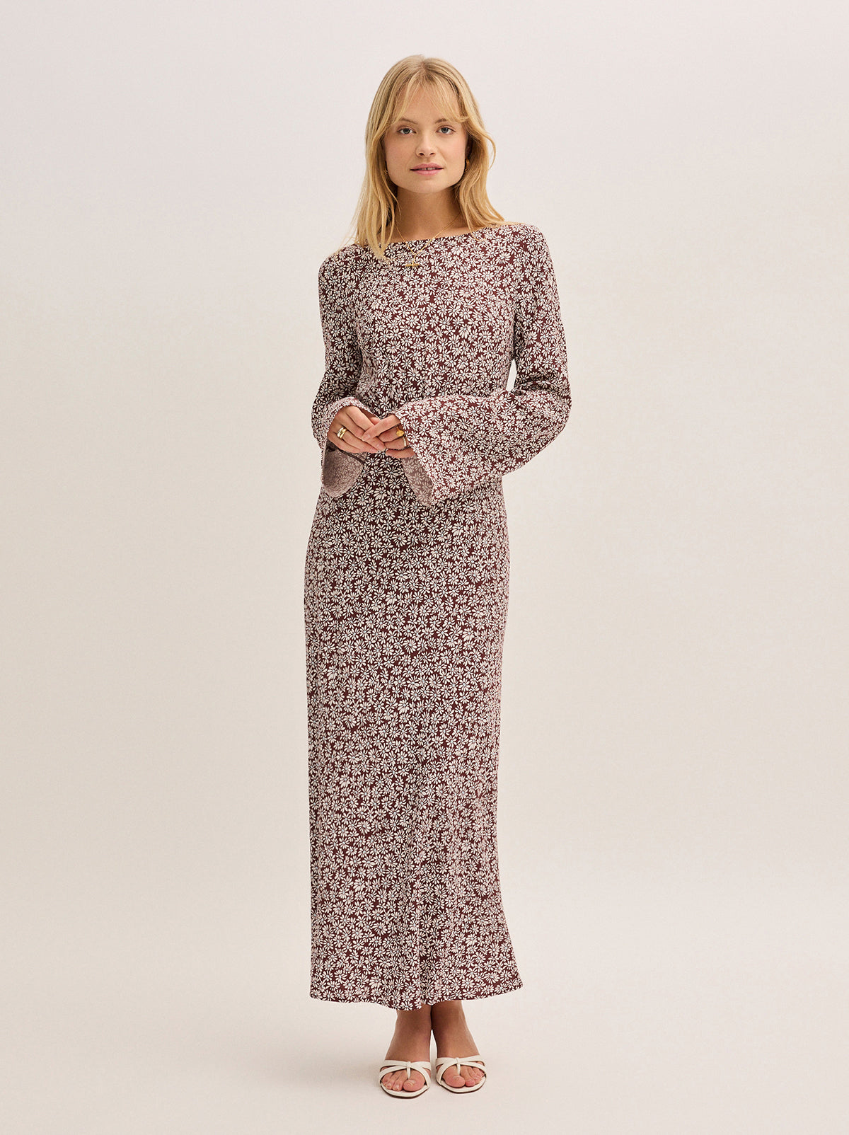 Adaline Aubergine Daisy Print Dress