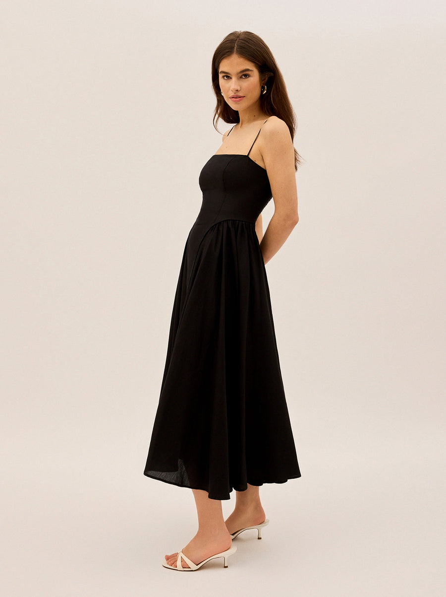 Alberta Black Linen Blend Dress