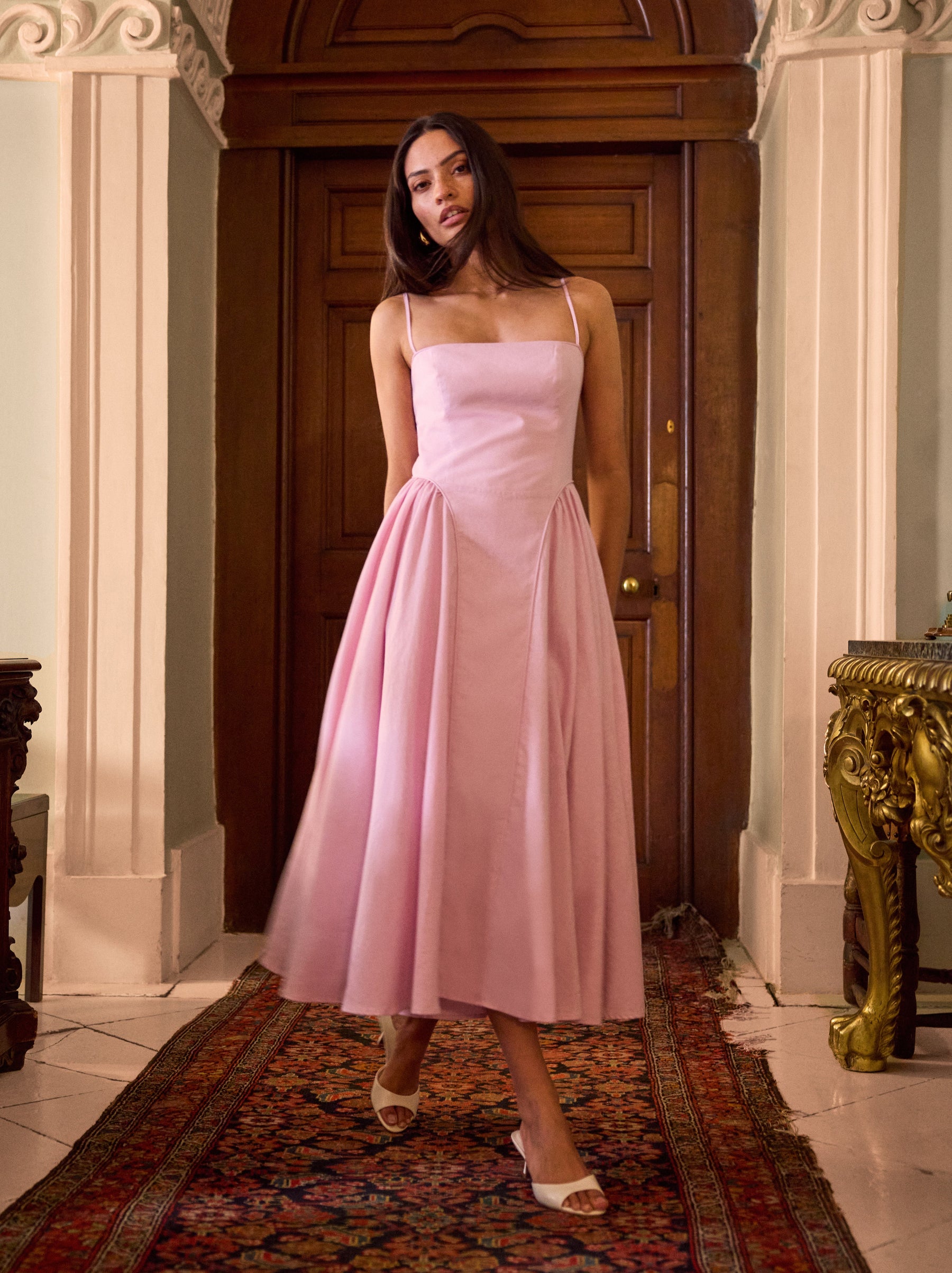 Alberta Pink Cotton Linen Dress