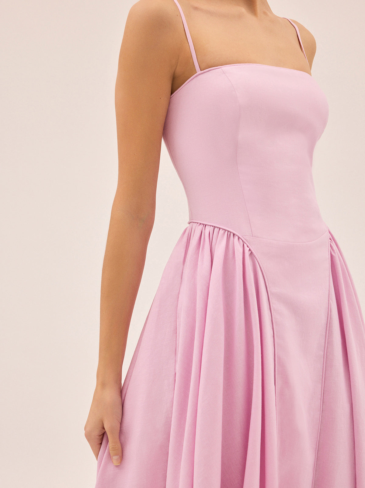Alberta Pink Cotton Linen Dress