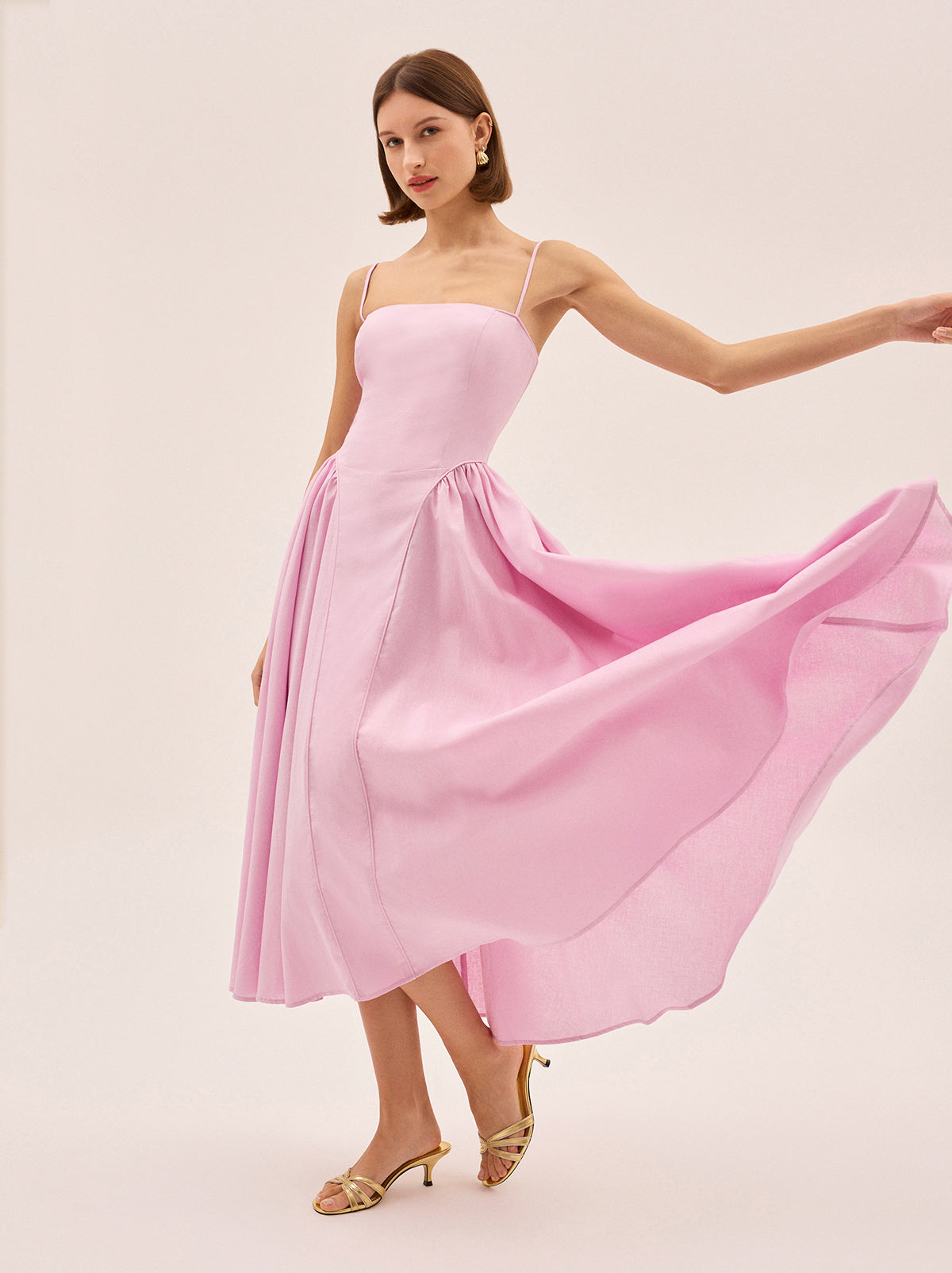 Alberta Pink Cotton Linen Dress