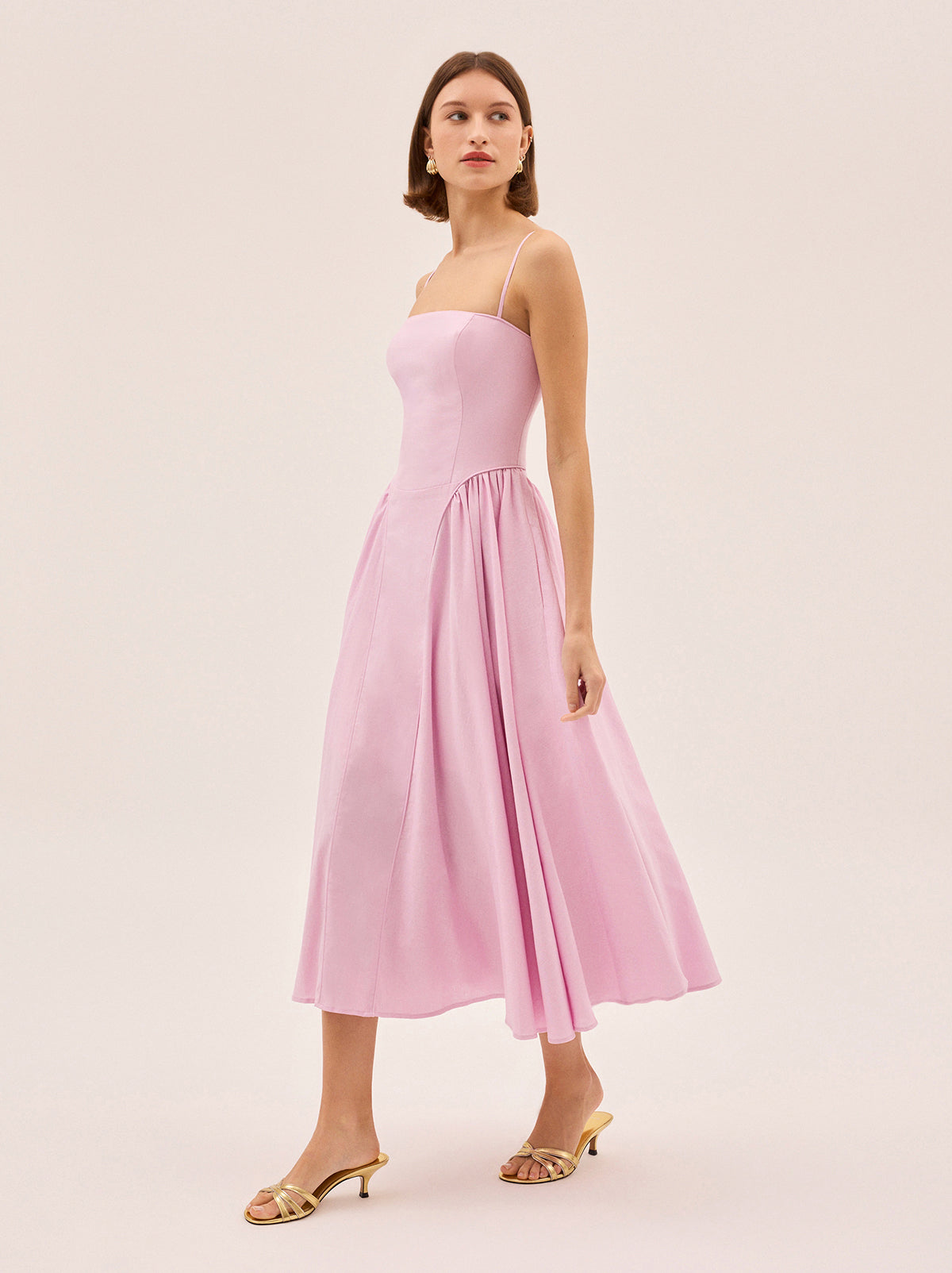 Alberta Pink Cotton Linen Dress