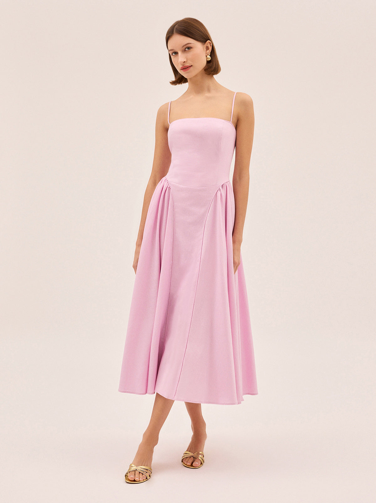 Alberta Pink Cotton Linen Dress