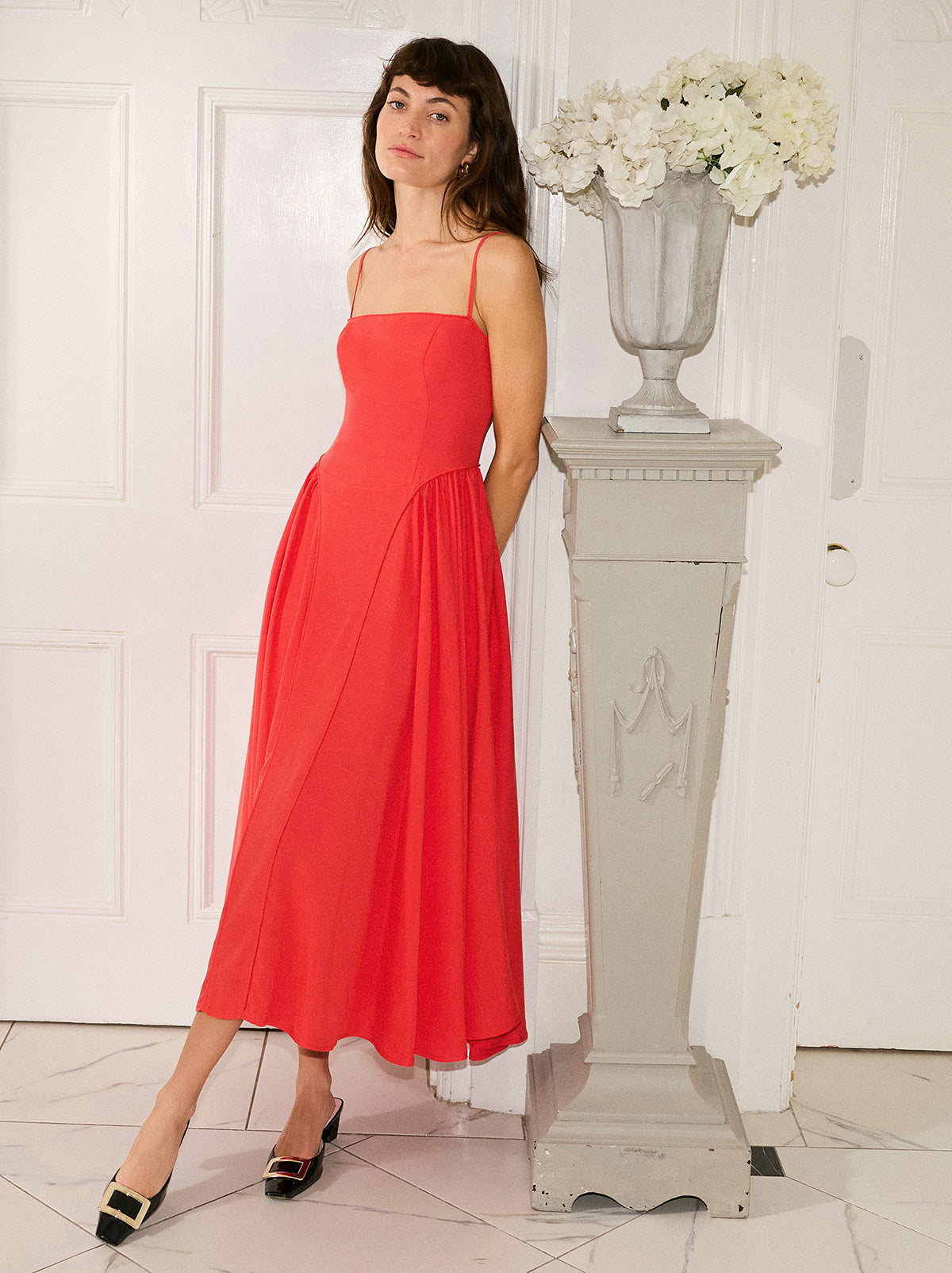 Alberta Red Linen Blend Dress