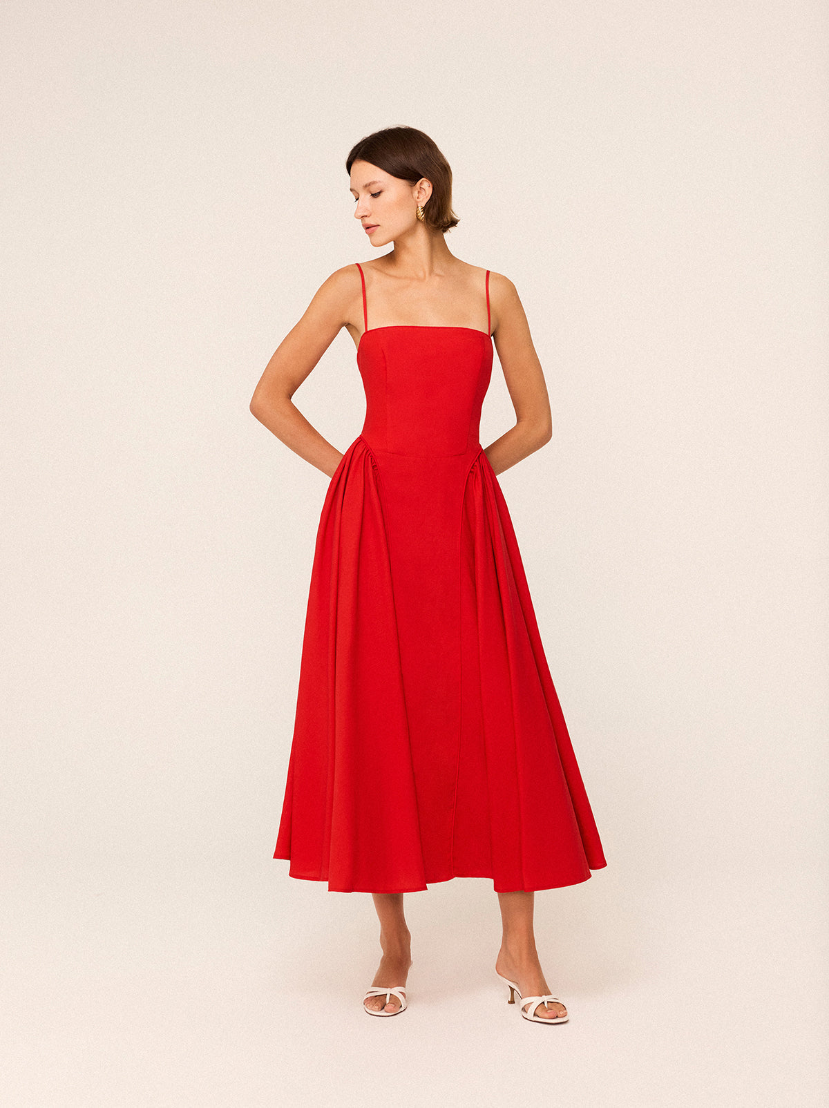 Alberta Red Linen Blend Dress
