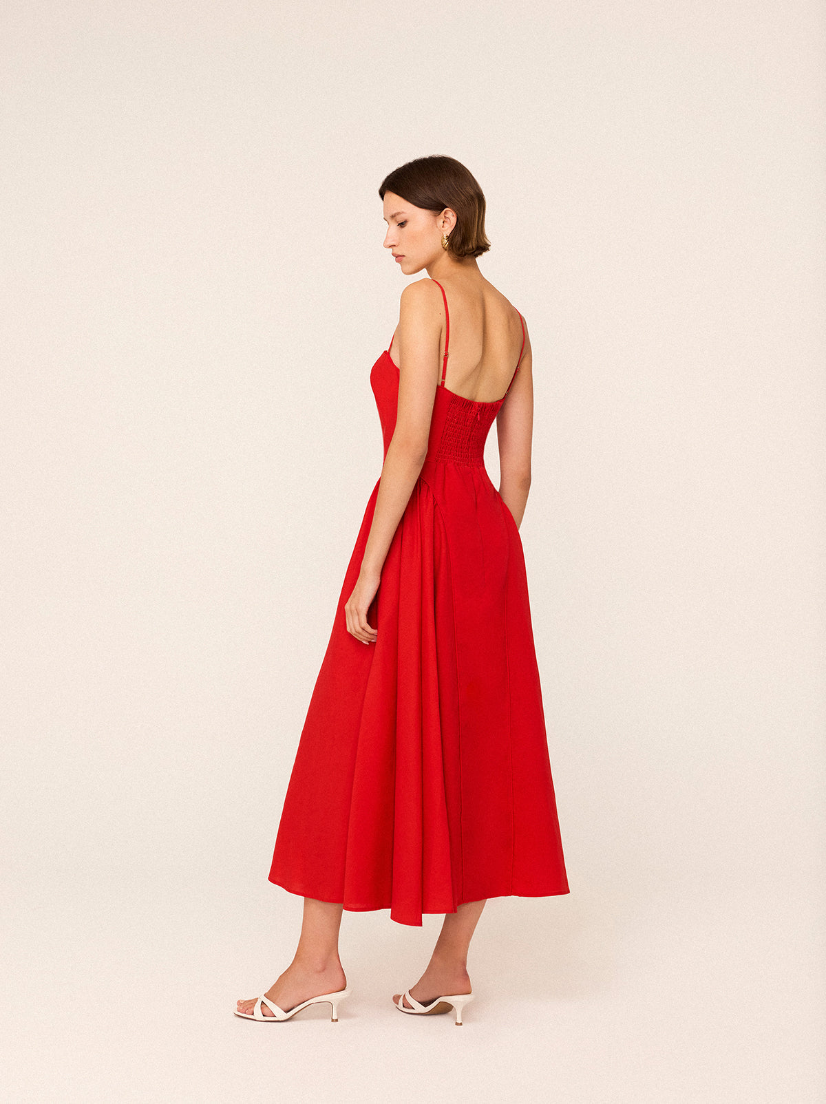 Alberta Red Linen Blend Dress