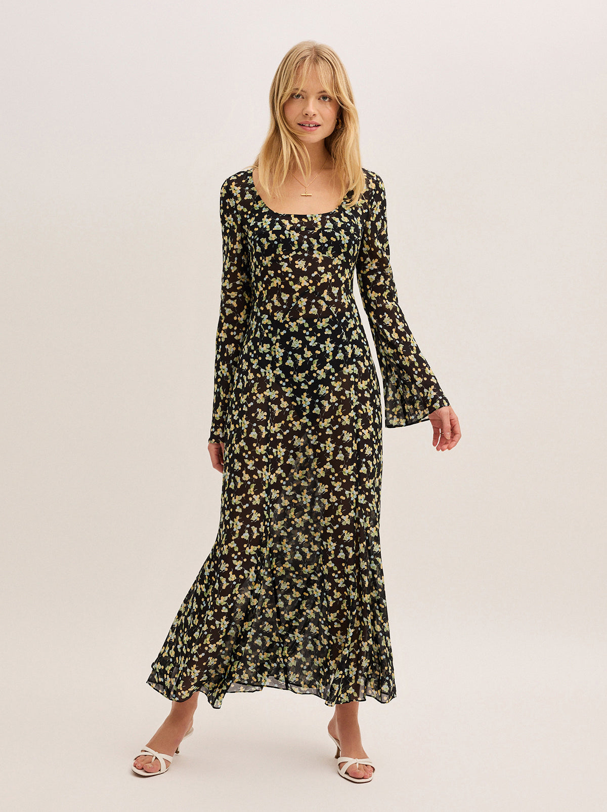 Alessia Black Cherry Print Maxi Dress