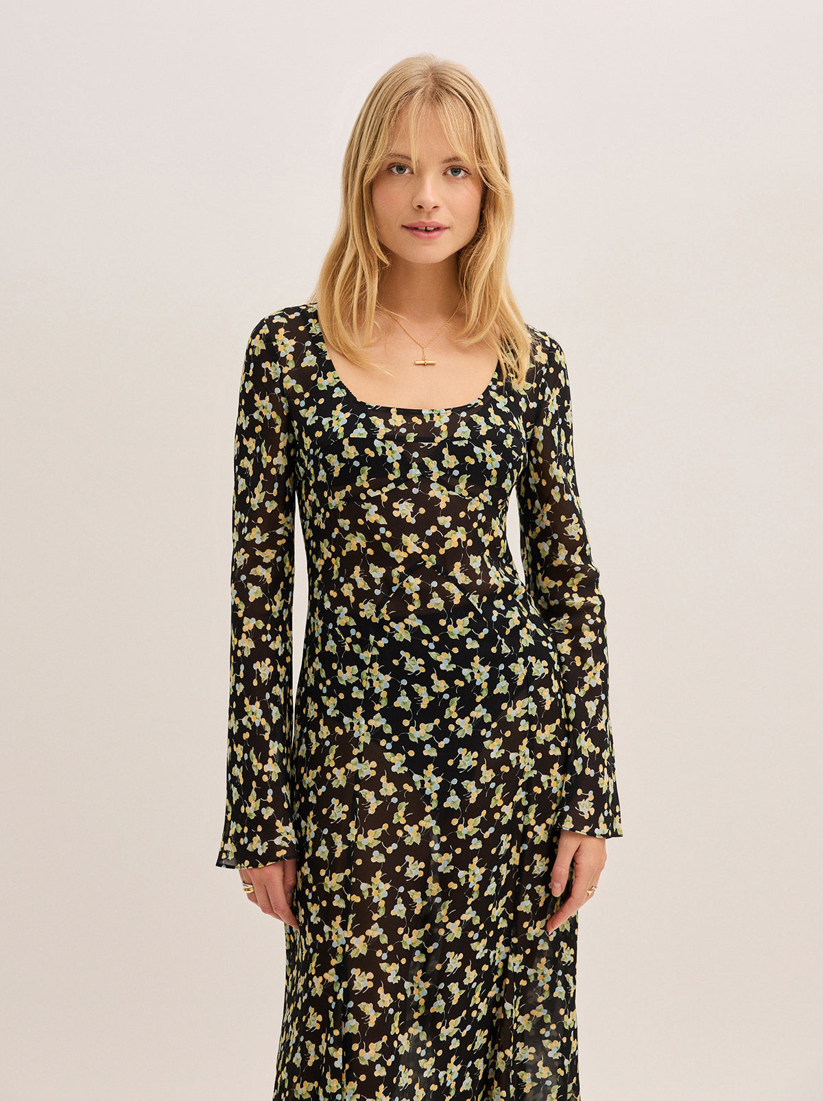 Alessia Black Cherry Print Maxi Dress