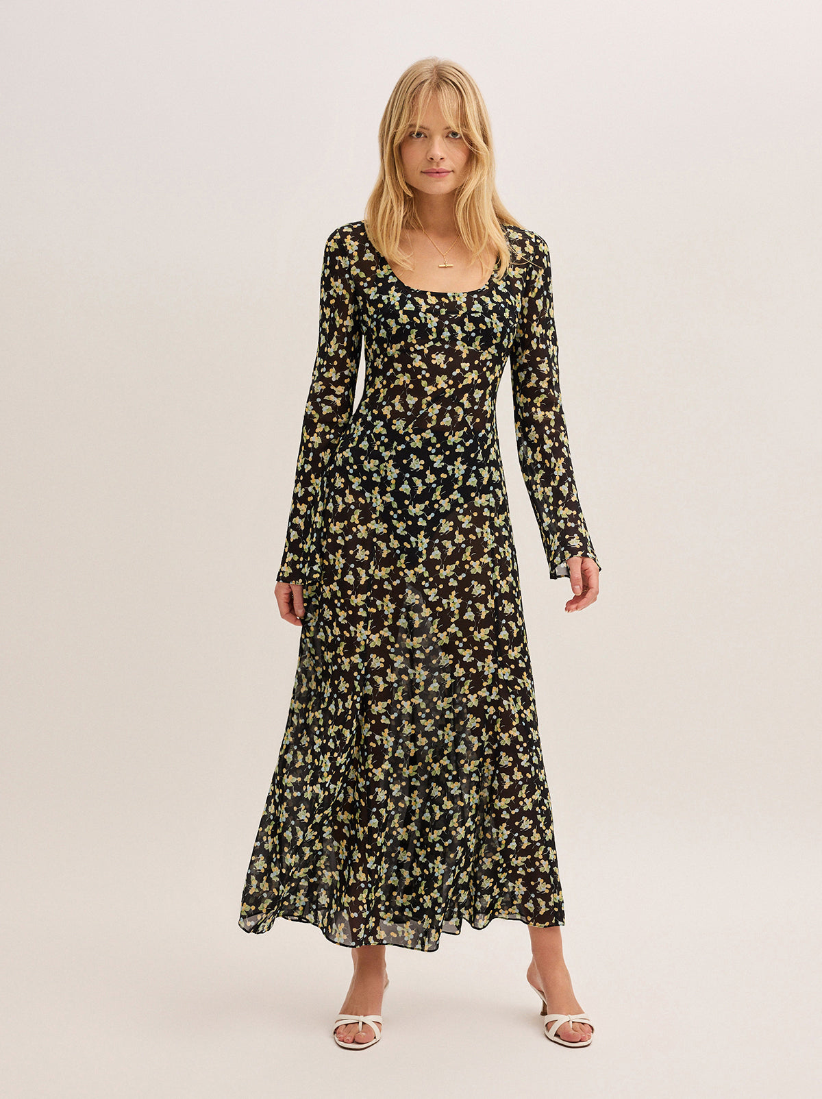 Alessia Black Cherry Print Maxi Dress