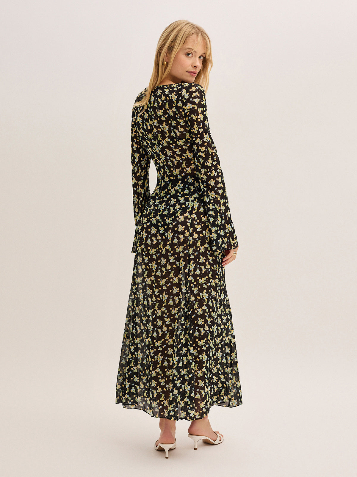 Alessia Black Cherry Print Maxi Dress