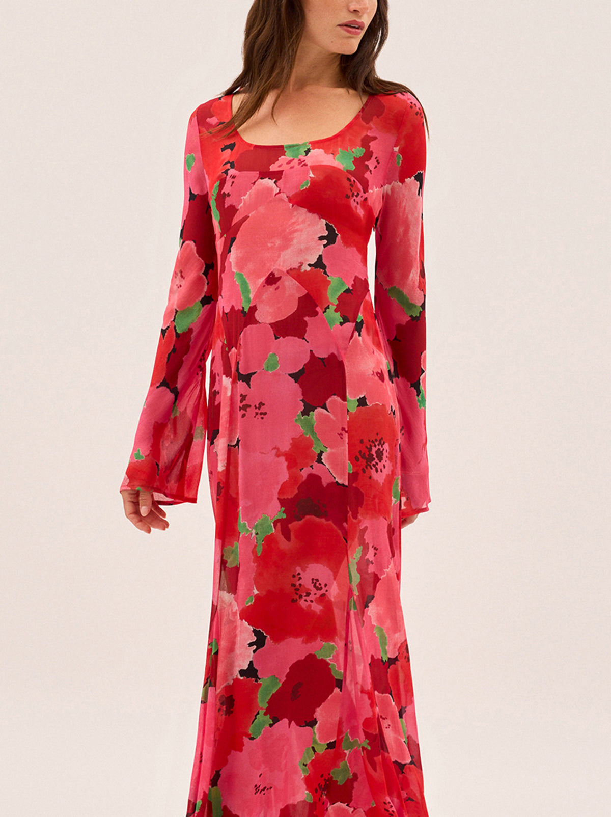 Alessia Pink Watercolour Floral Print Dress