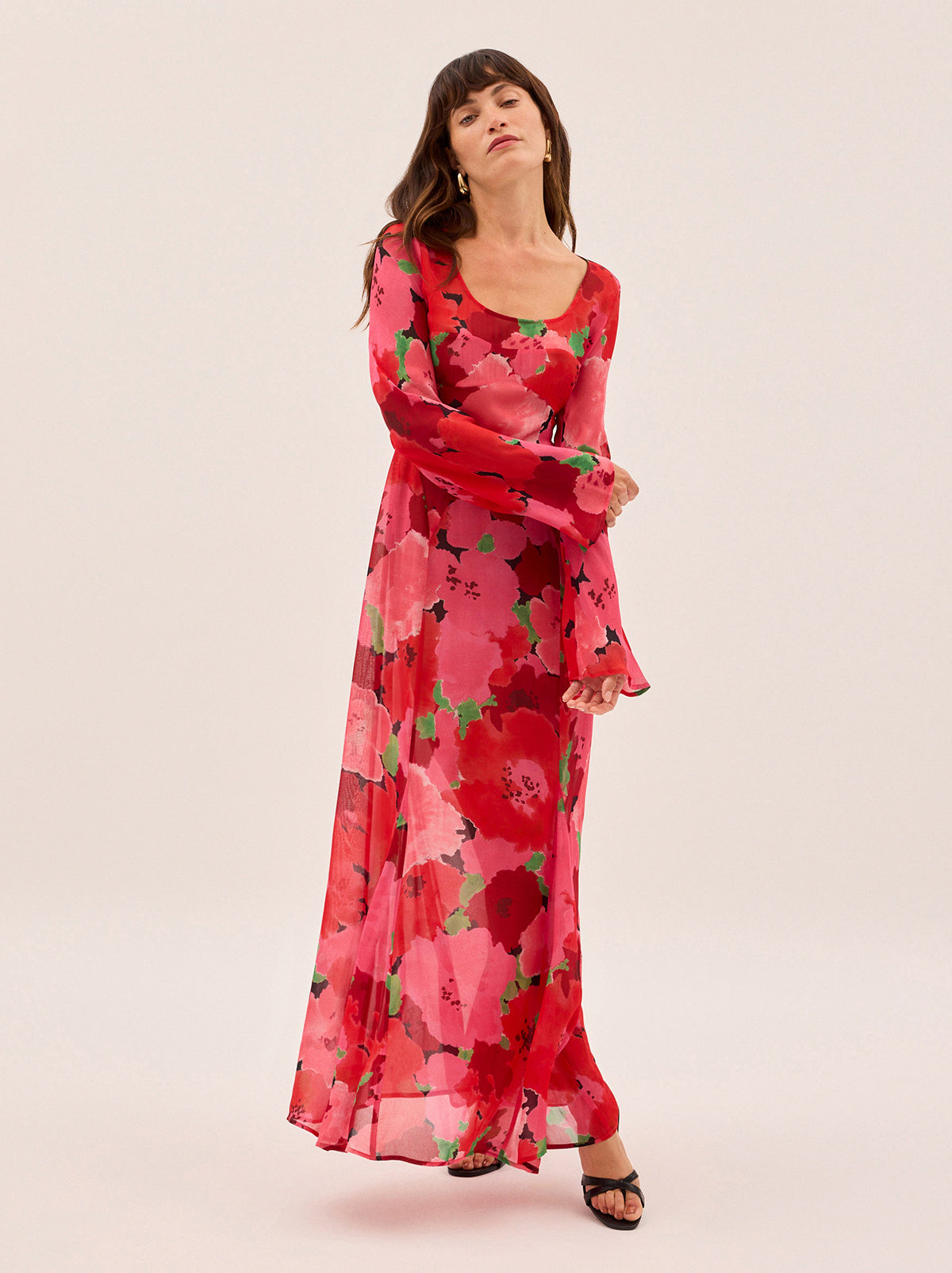 Alessia Pink Watercolour Floral Print Dress