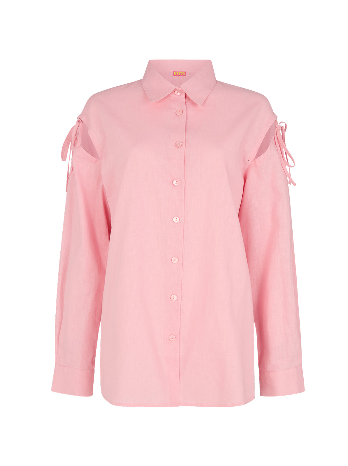 Alix Pink Cotton Tie Shoulder Oversized Shirt