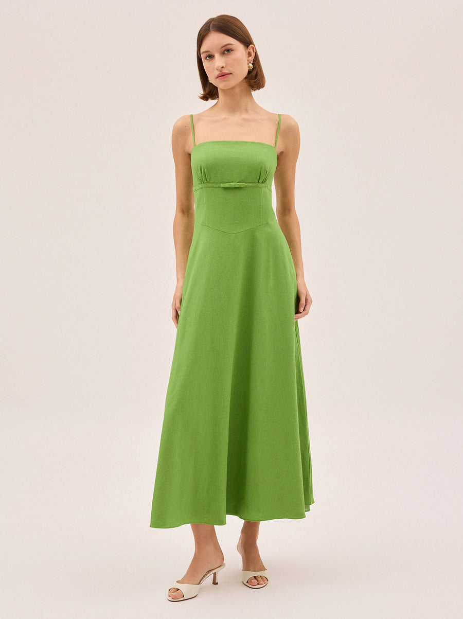 Ally Meadow Green Cotton Linen Dress