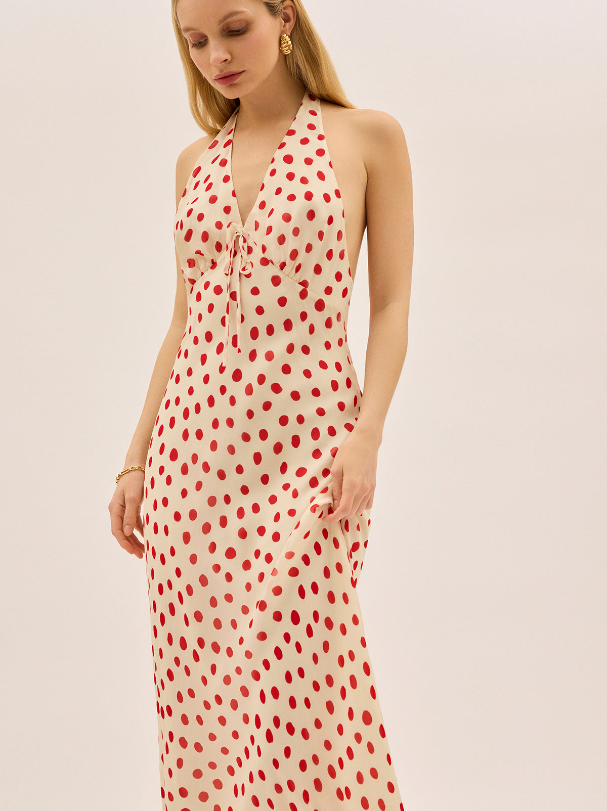 Amalia Red Polka Dot Halterneck Dress