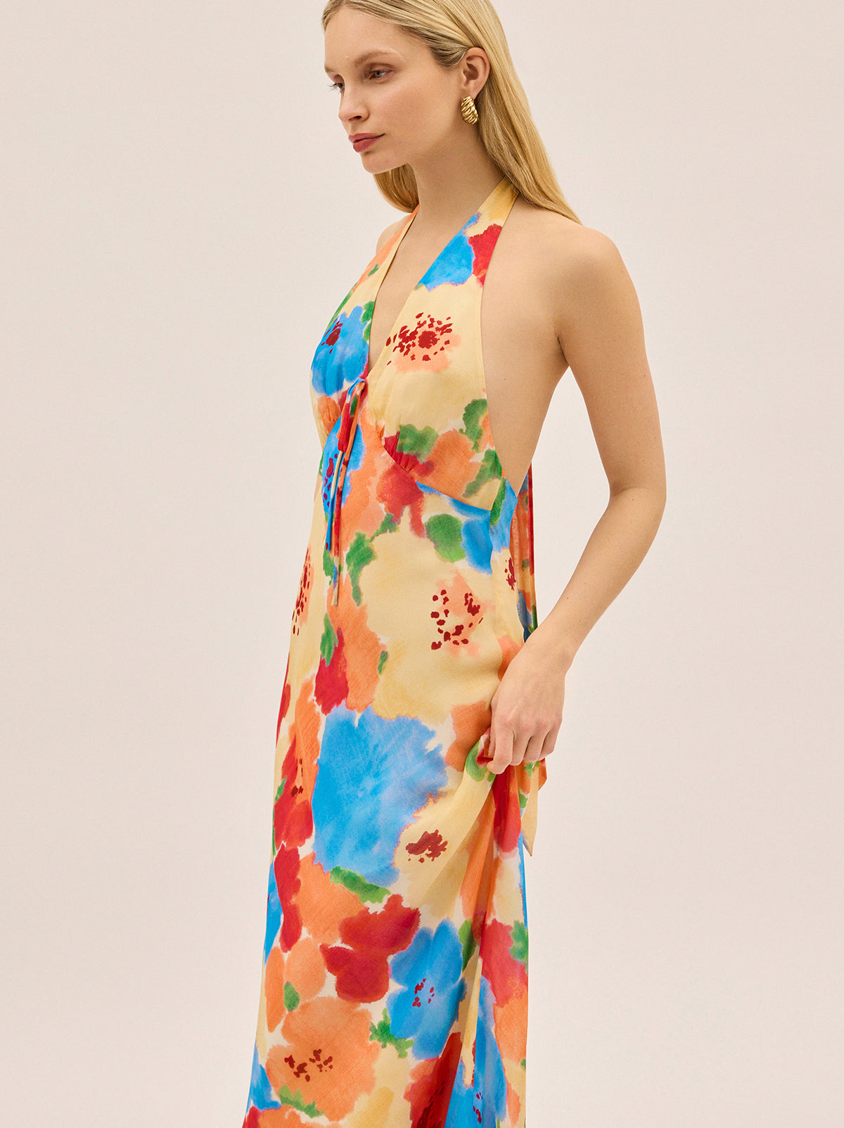 Amalia Watercolour Floral Halterneck Dress