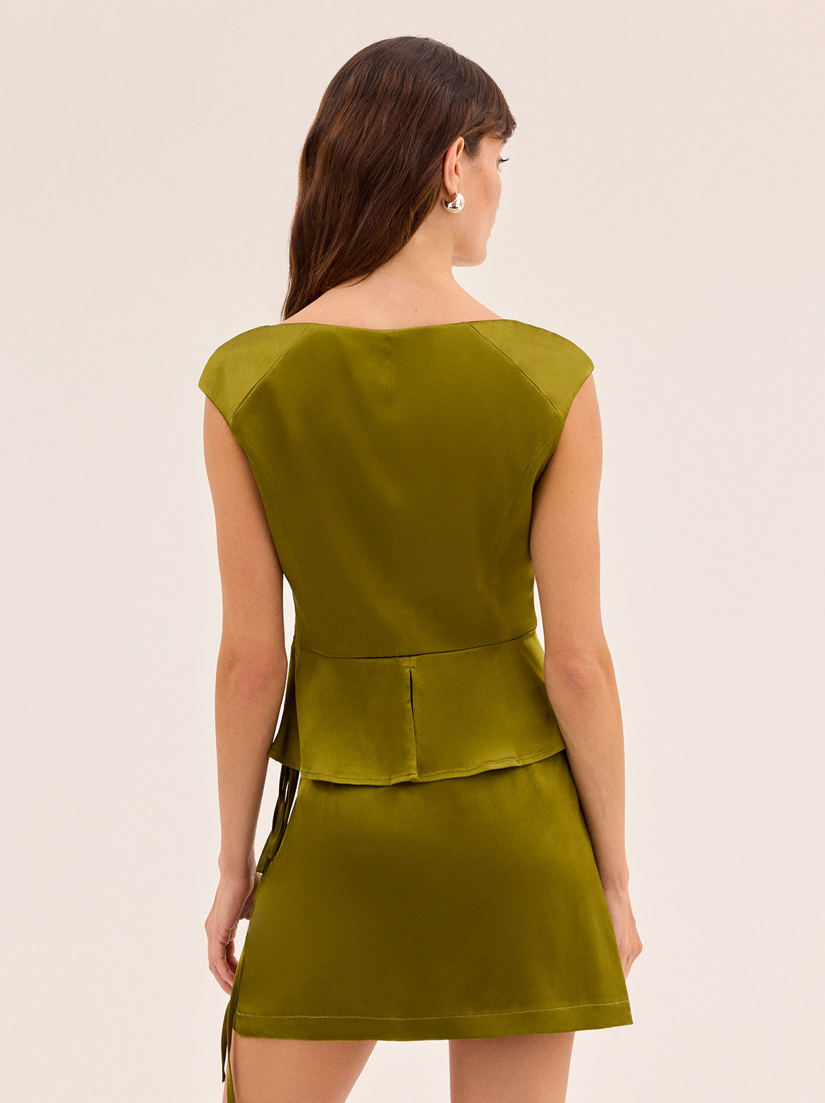 Amina Olive Satin Top