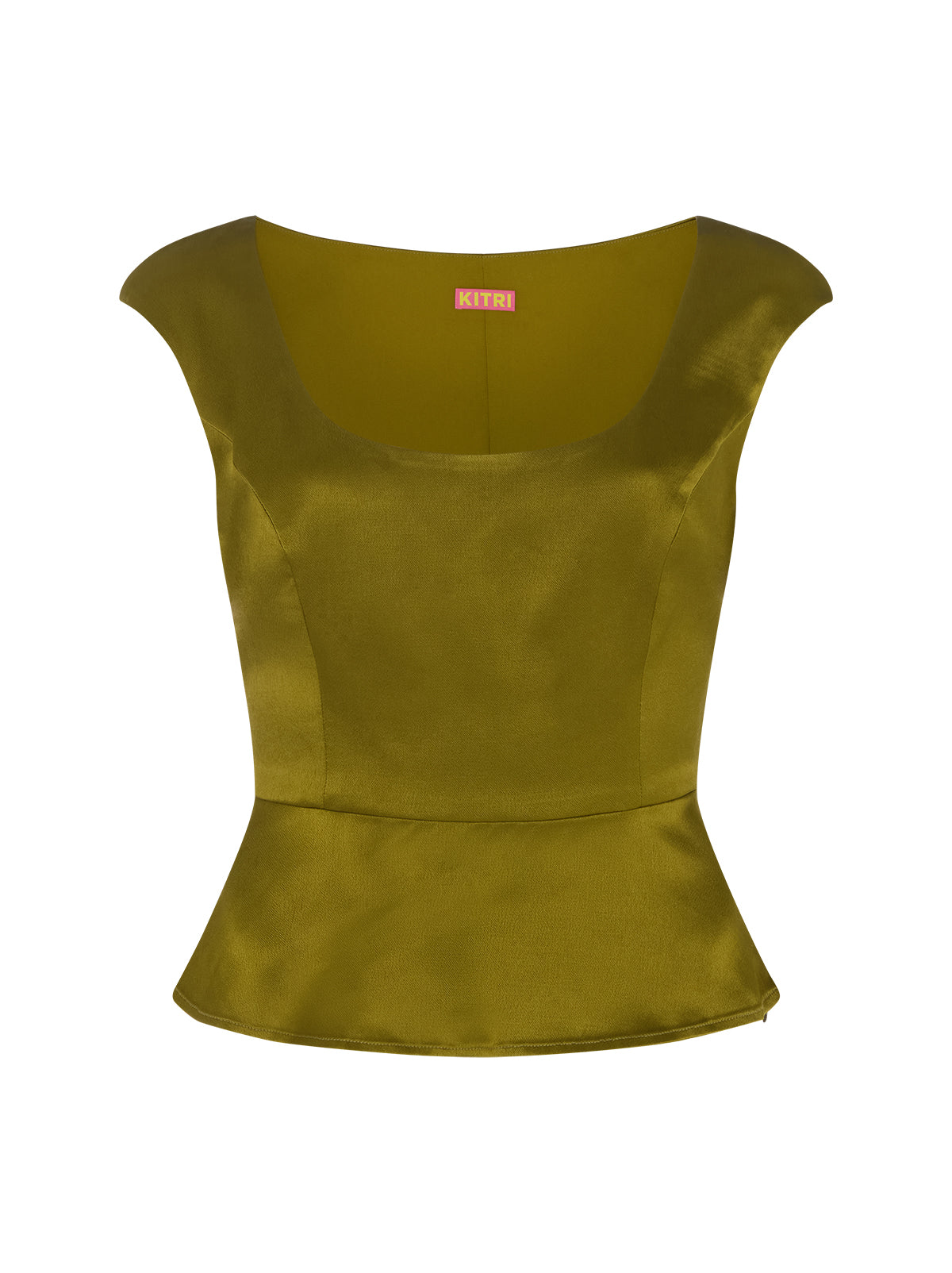 Amina Olive Satin Top