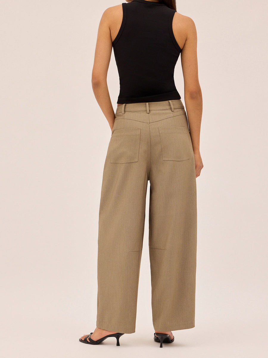 Andie Taupe Barrel Leg Tailored Trousers
