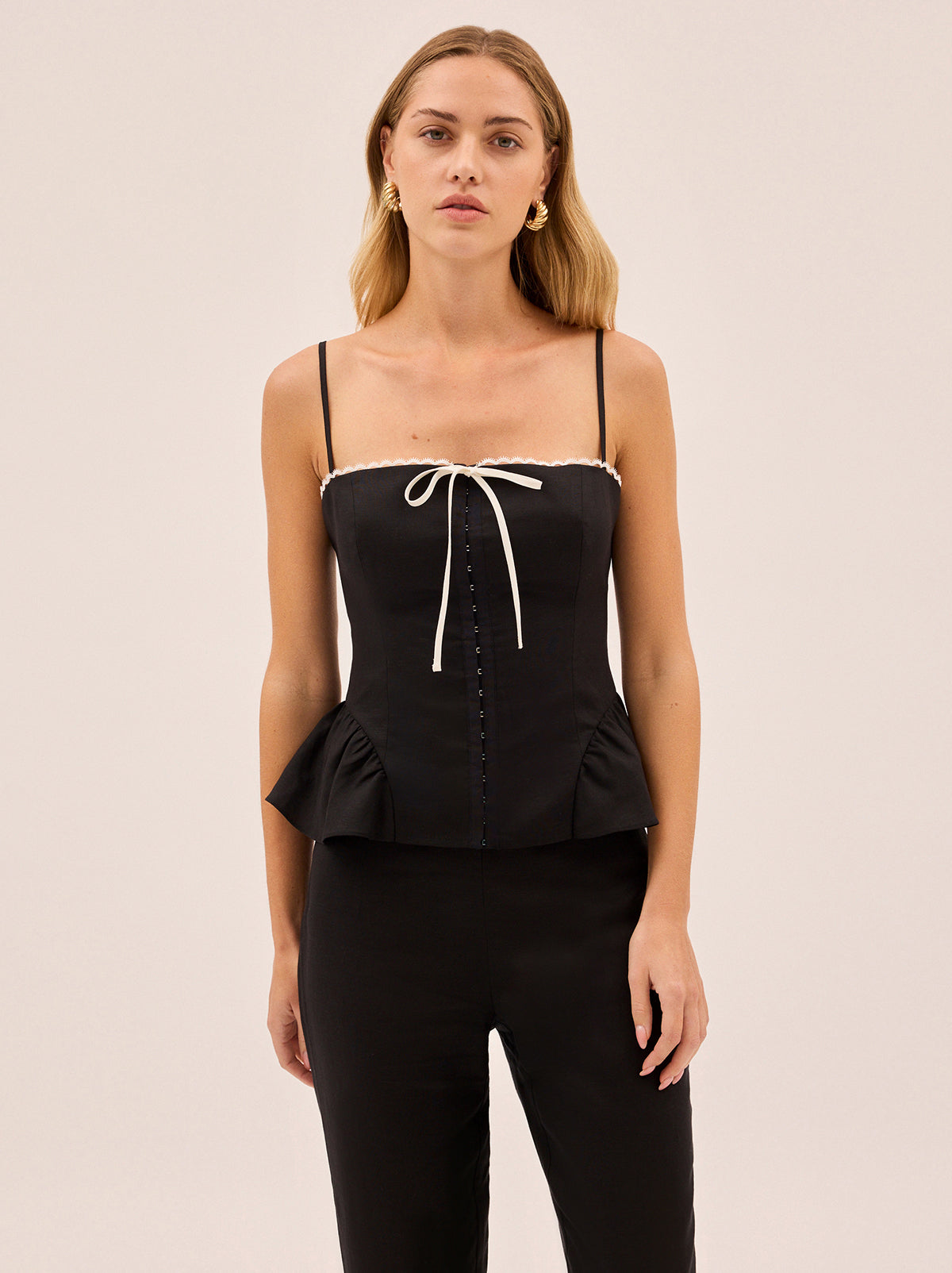 Andrea Black Linen Blend Top