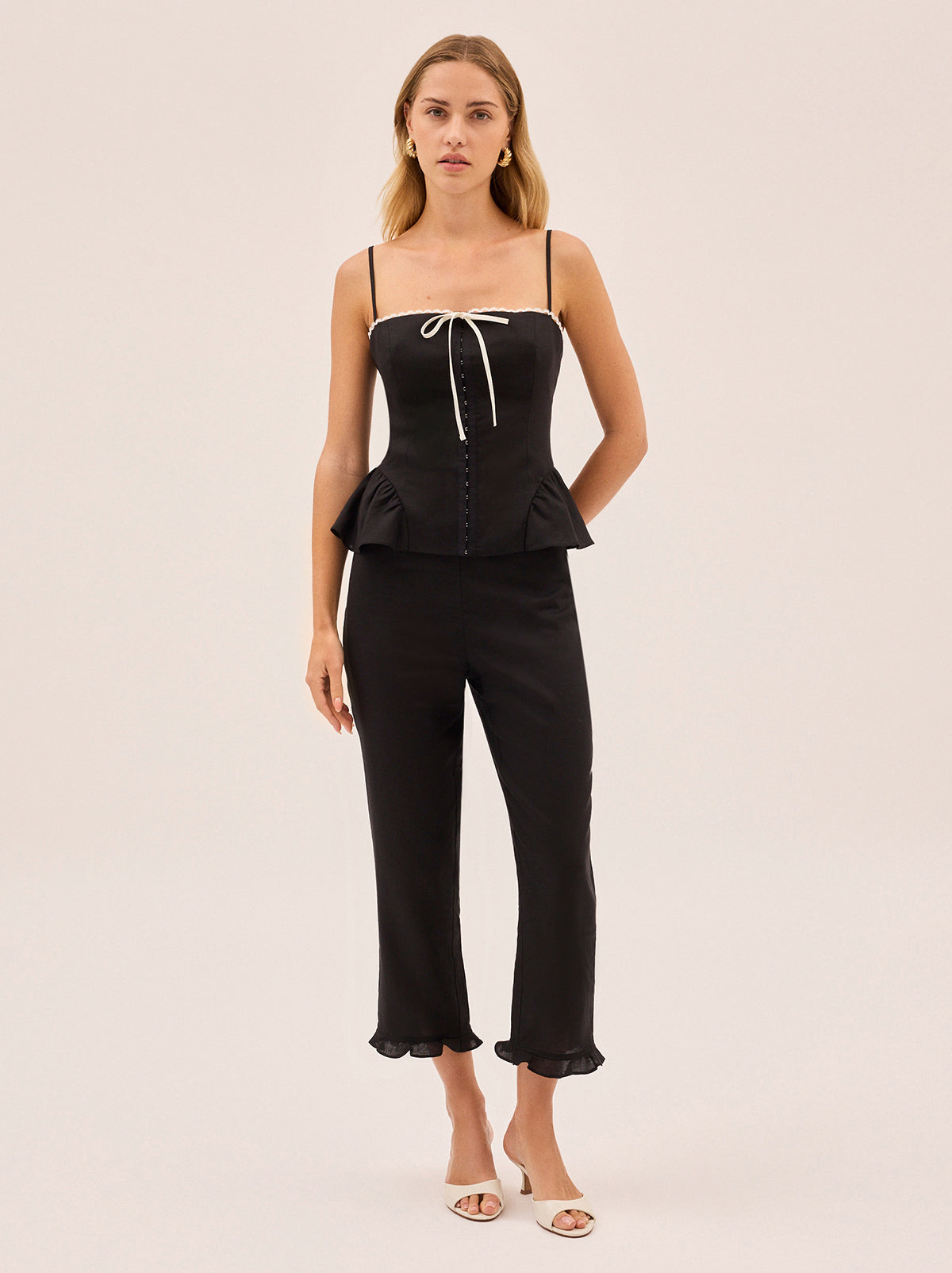 Andrea Black Linen Blend Top