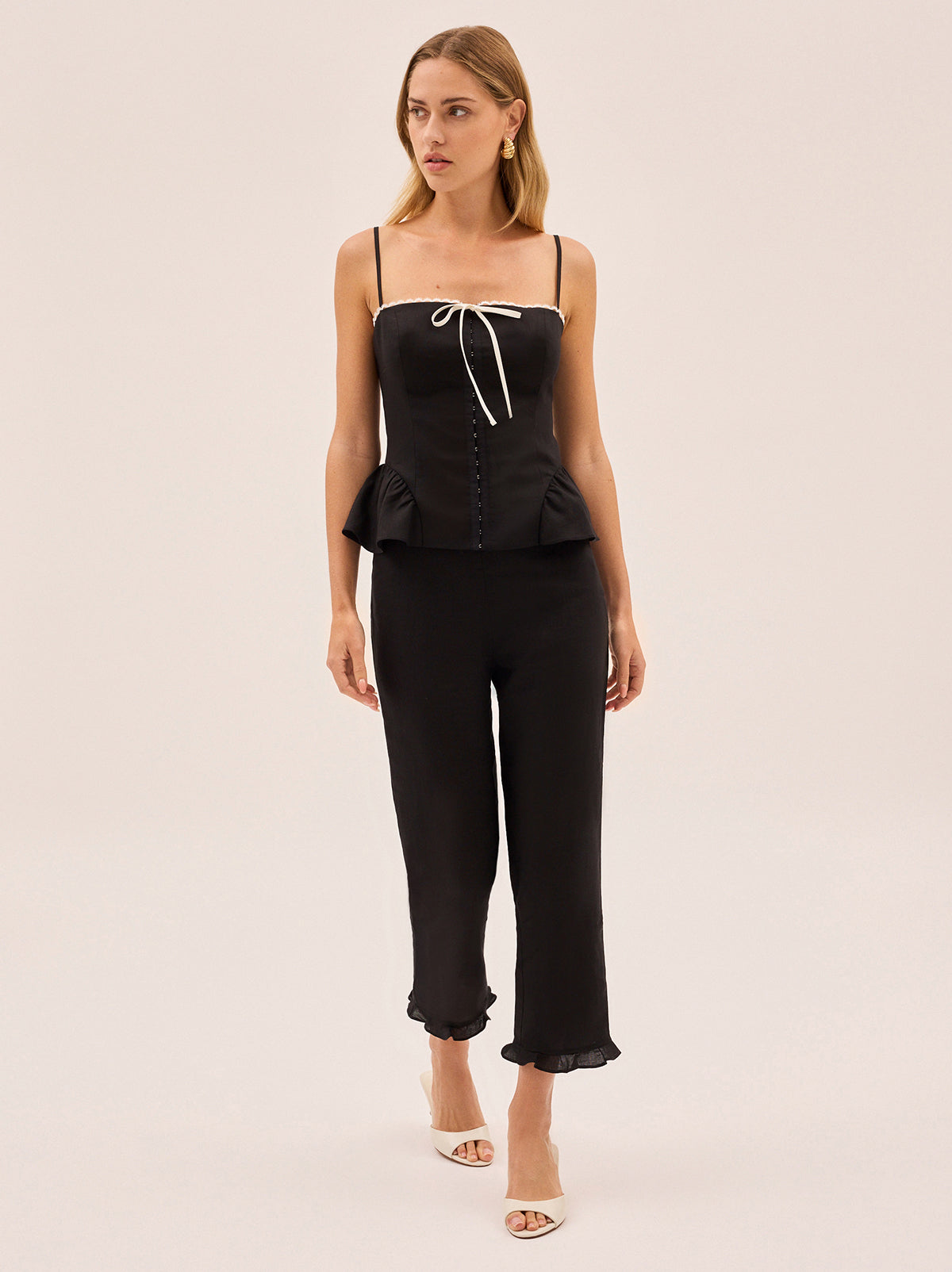 Andrea Black Linen Blend Top