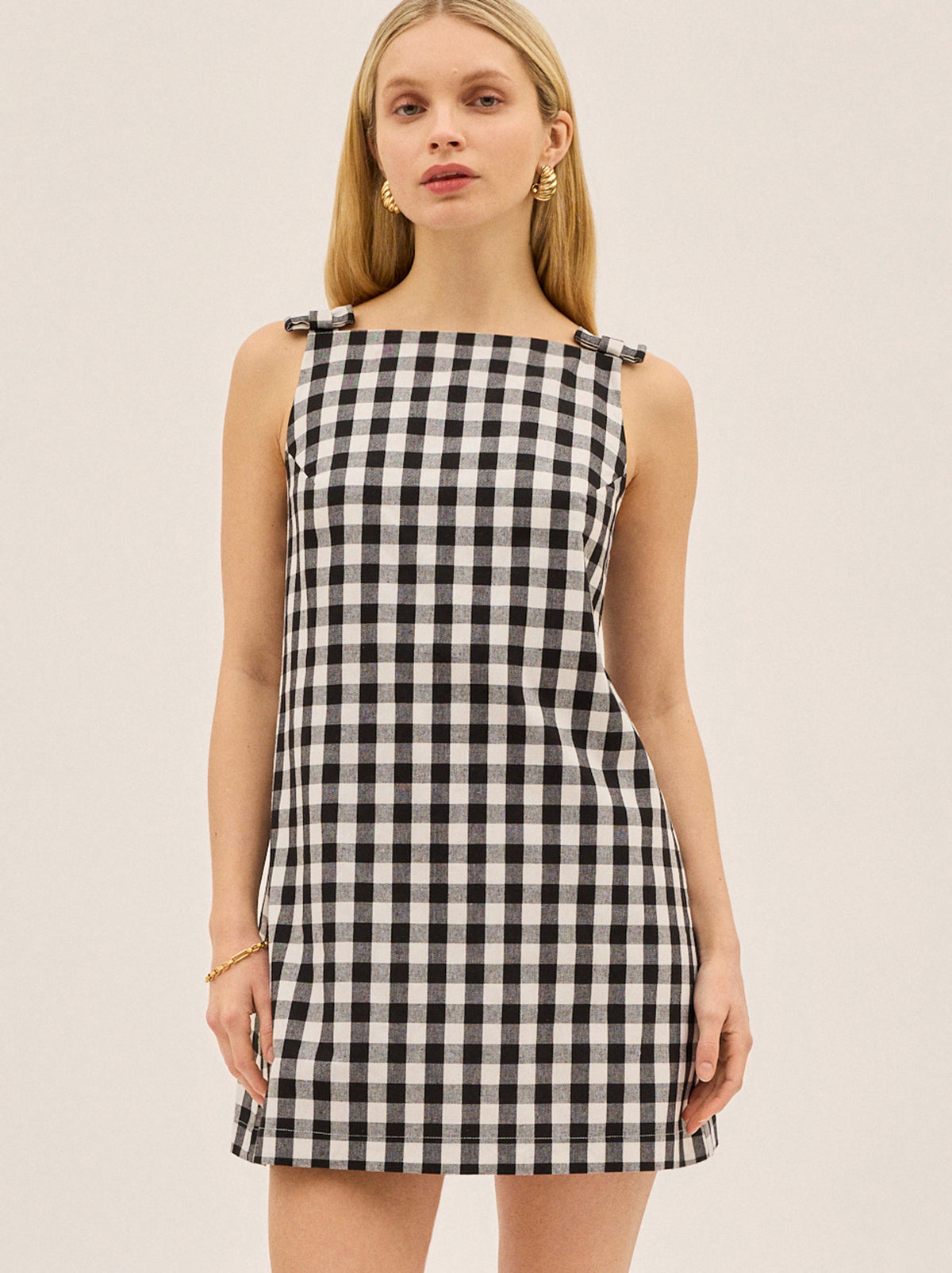 Angelica Gingham Linen Blend Mini Dress