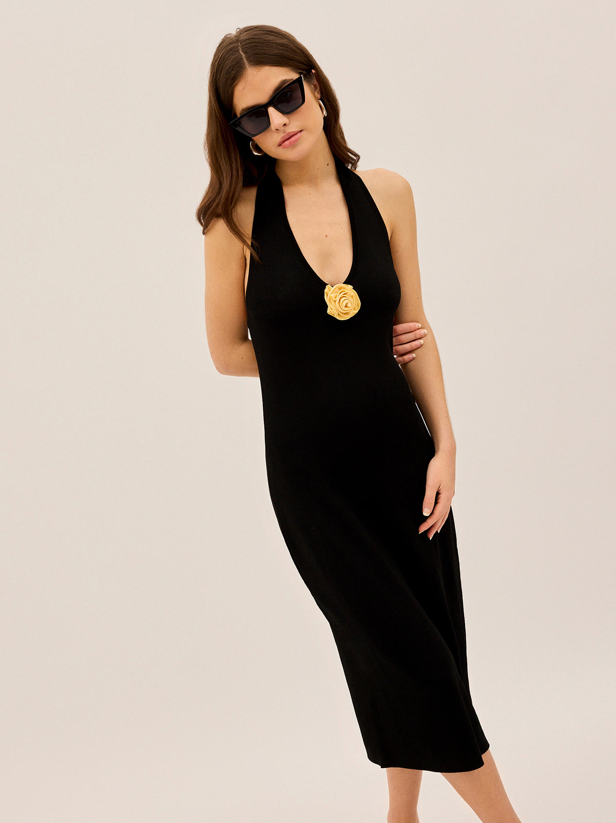 Anissa Black Knit Halter Dress