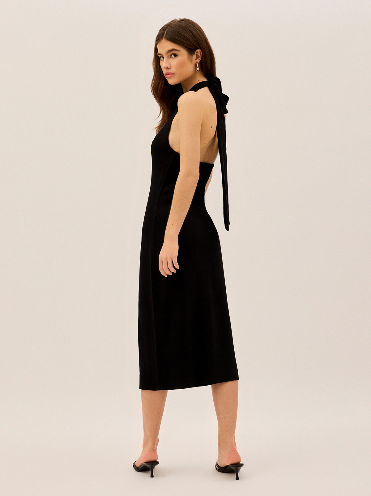 Anissa Black Knit Halter Dress
