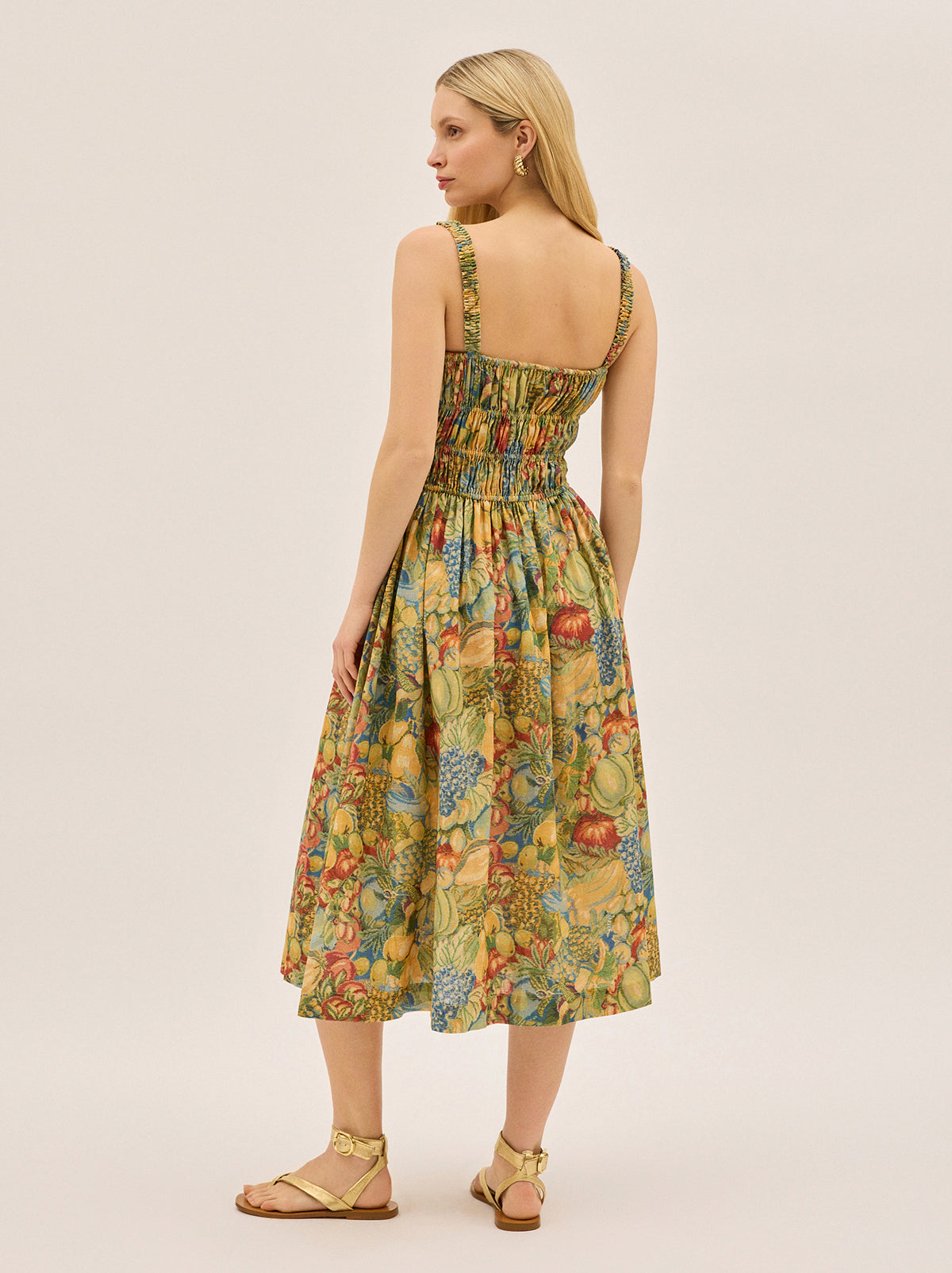Arya Fruit Print Linen Blend Dress