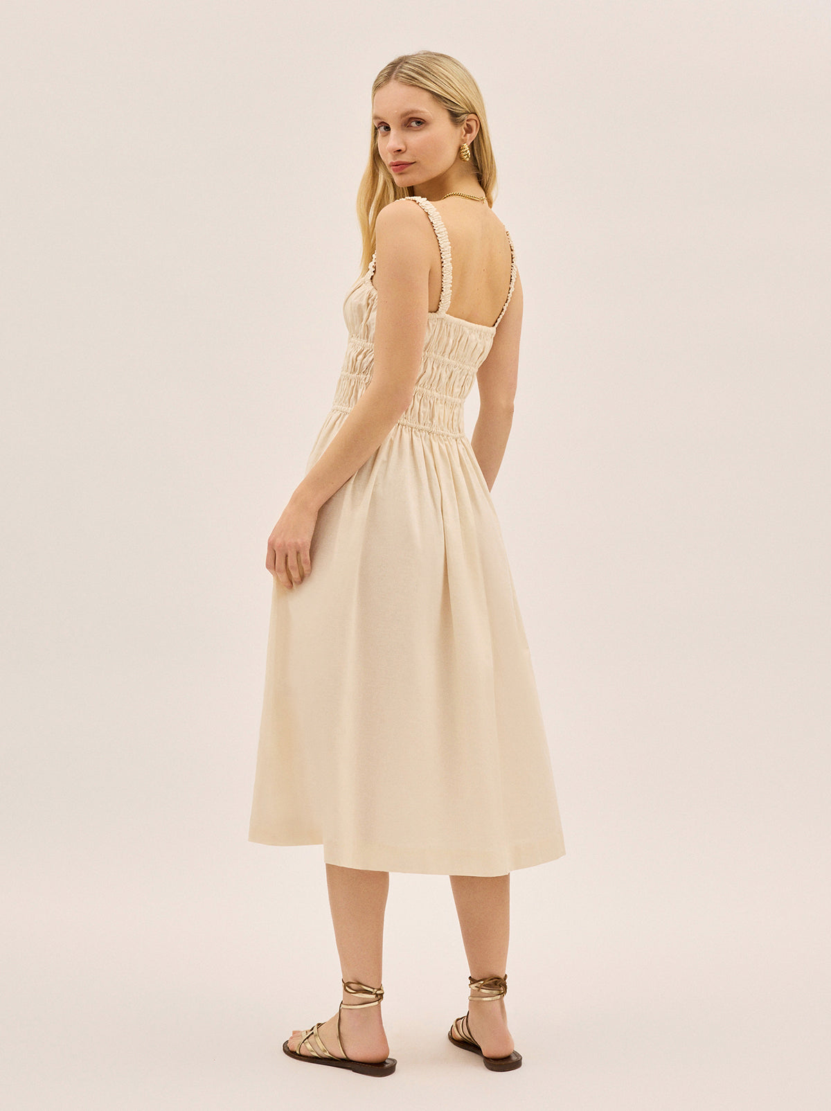 Arya Ivory Cotton Linen Dress