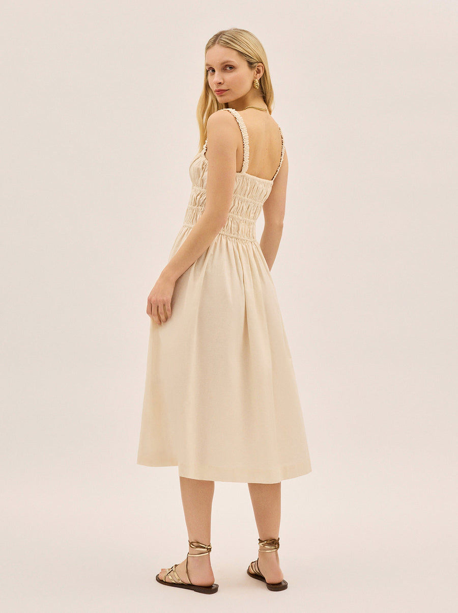 Arya Ivory Cotton Linen Dress