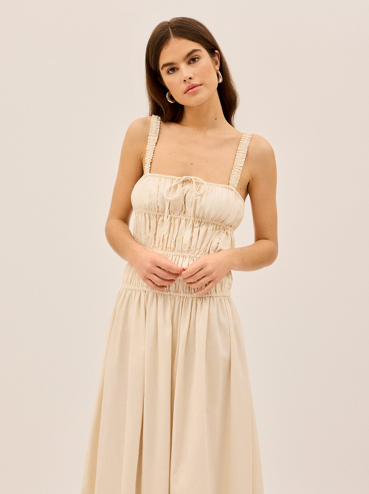 Arya Ivory Cotton Linen Dress