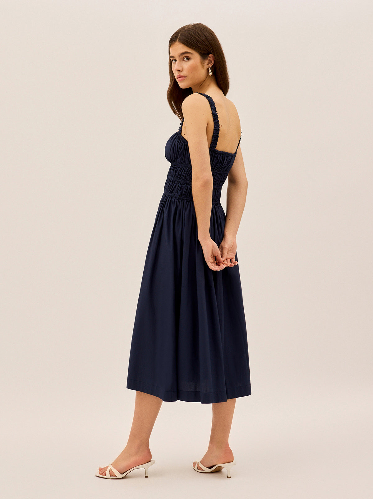 Arya Navy Cotton Midi Dress