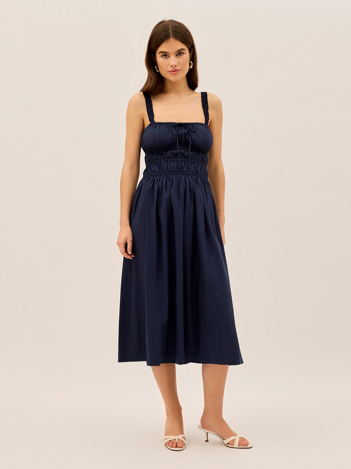 Arya Navy Cotton Midi Dress