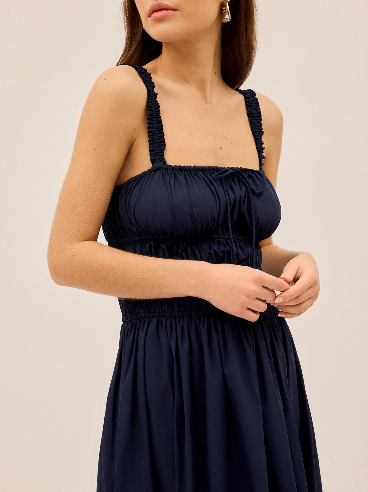Arya Navy Cotton Midi Dress