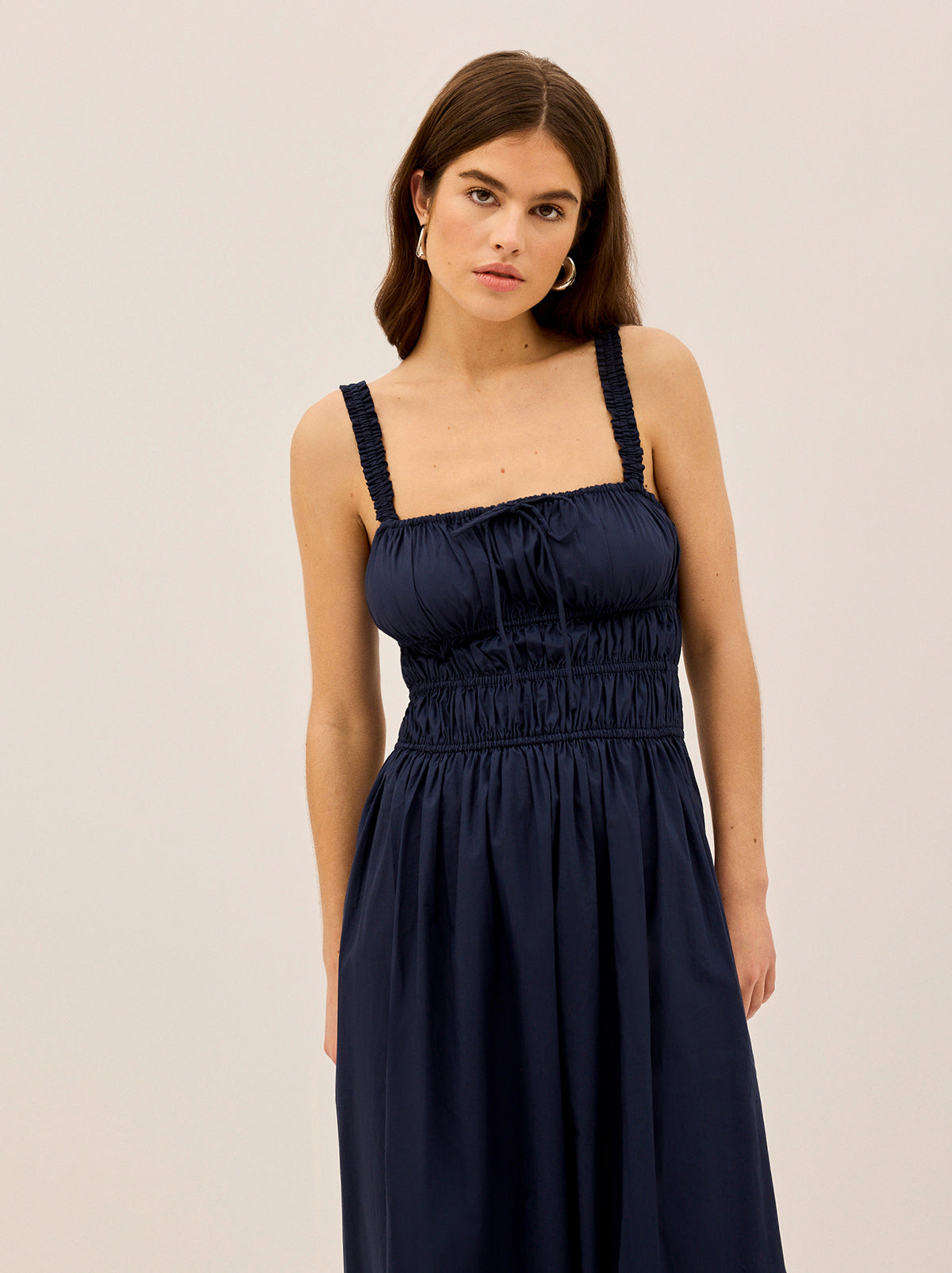 Arya Navy Cotton Midi Dress