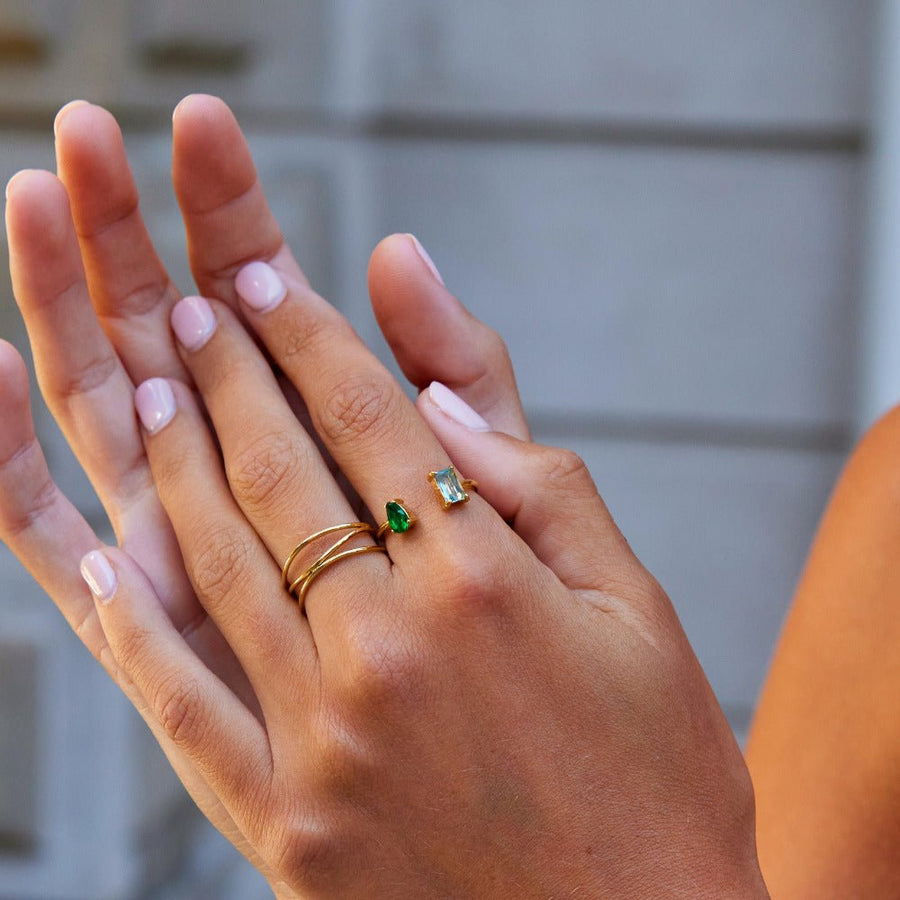 Aurora Aqua Green Crystal Ring