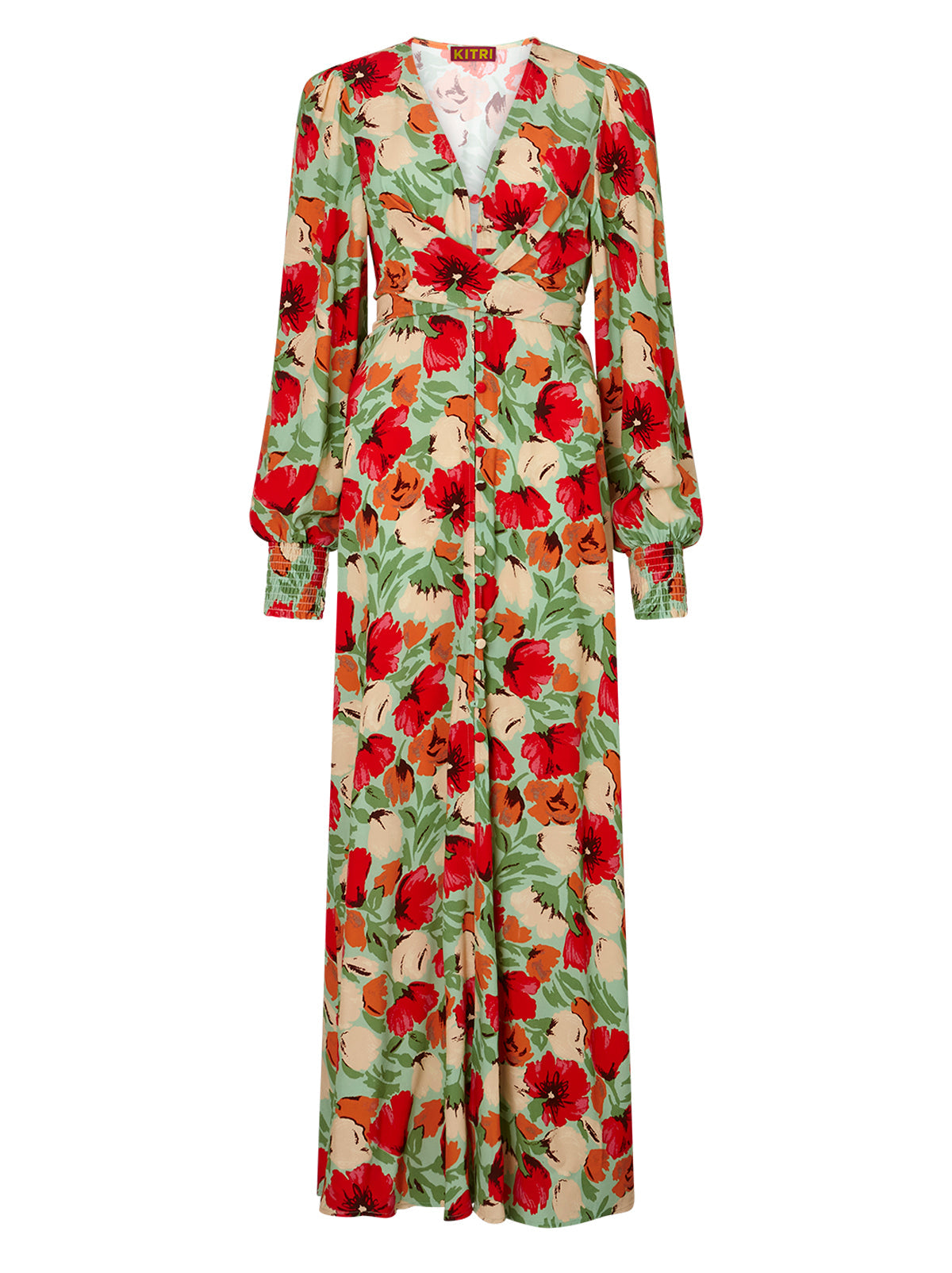 Aurora Green Garden Floral Maxi Dress