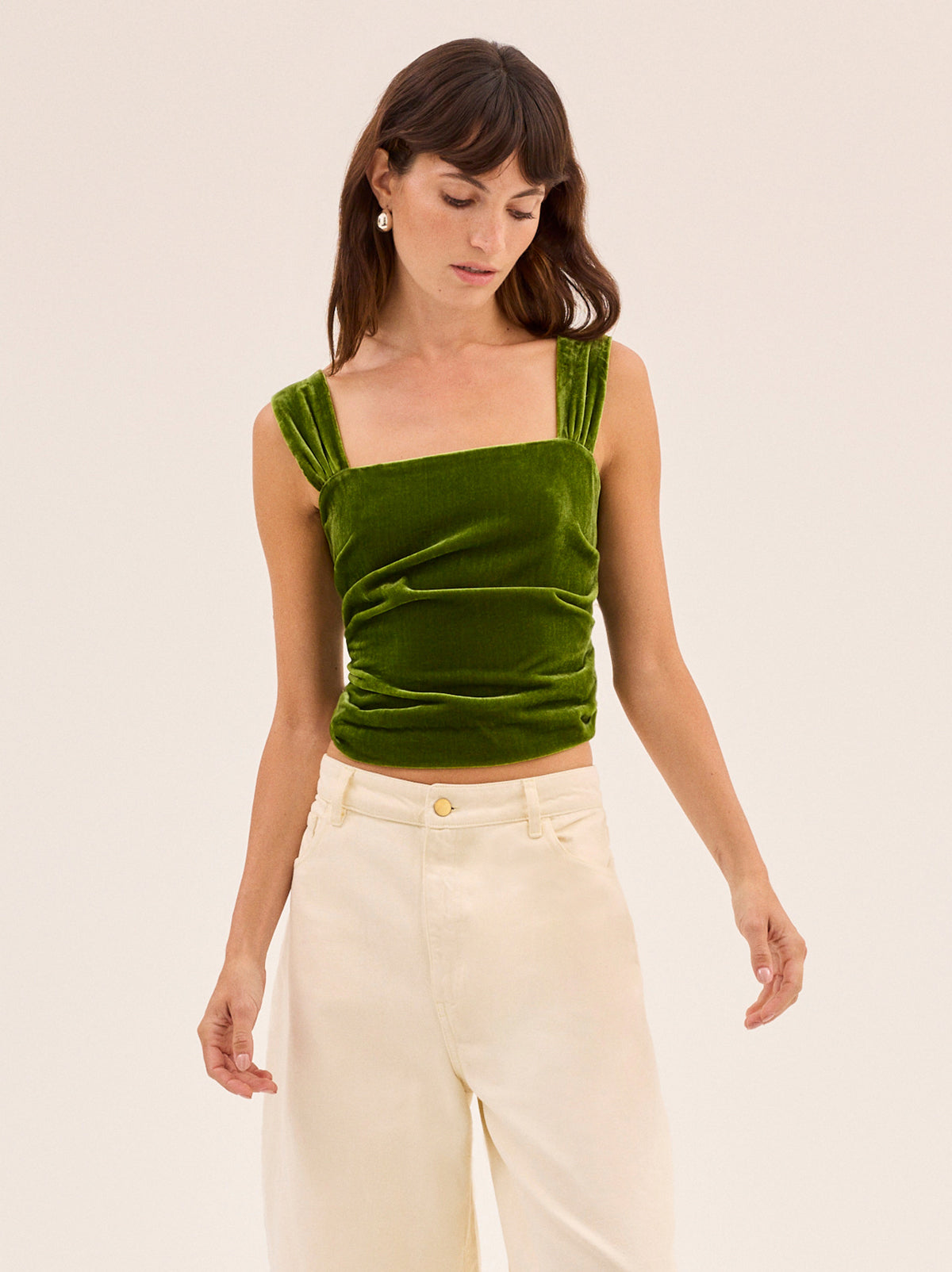 Beata Olive Velvet Top