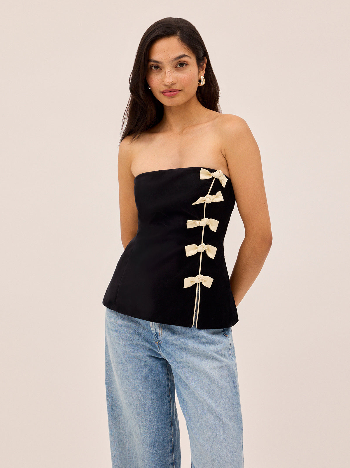 Bella Black Velvet Bandeau Top