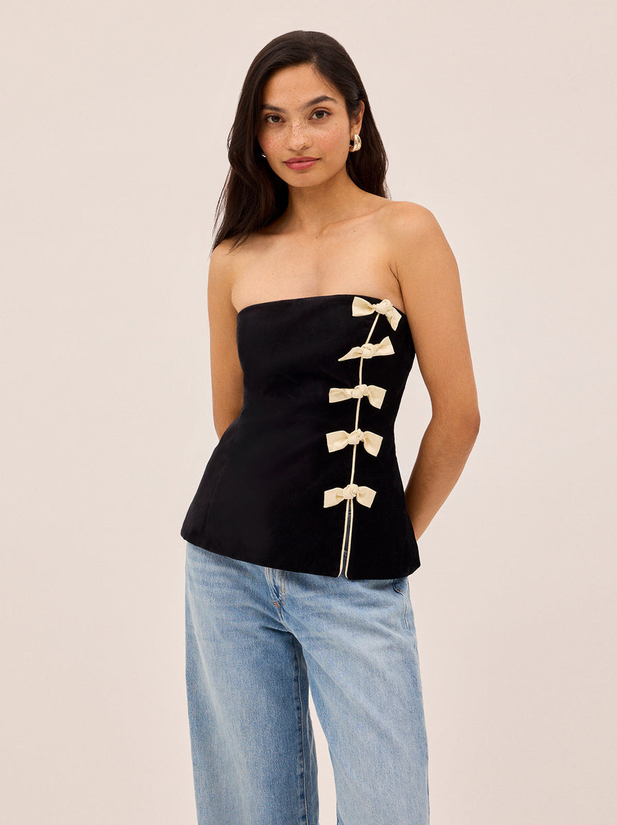Bella Black Velvet Bandeau Top