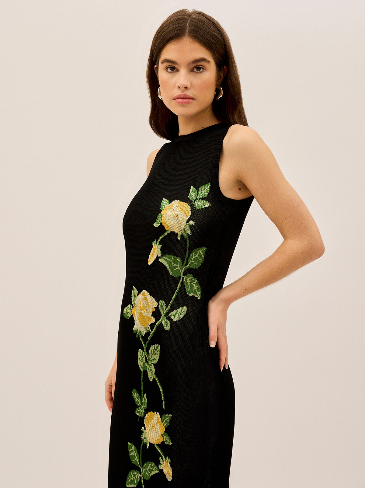 Blanca Black Rose Knit Dress