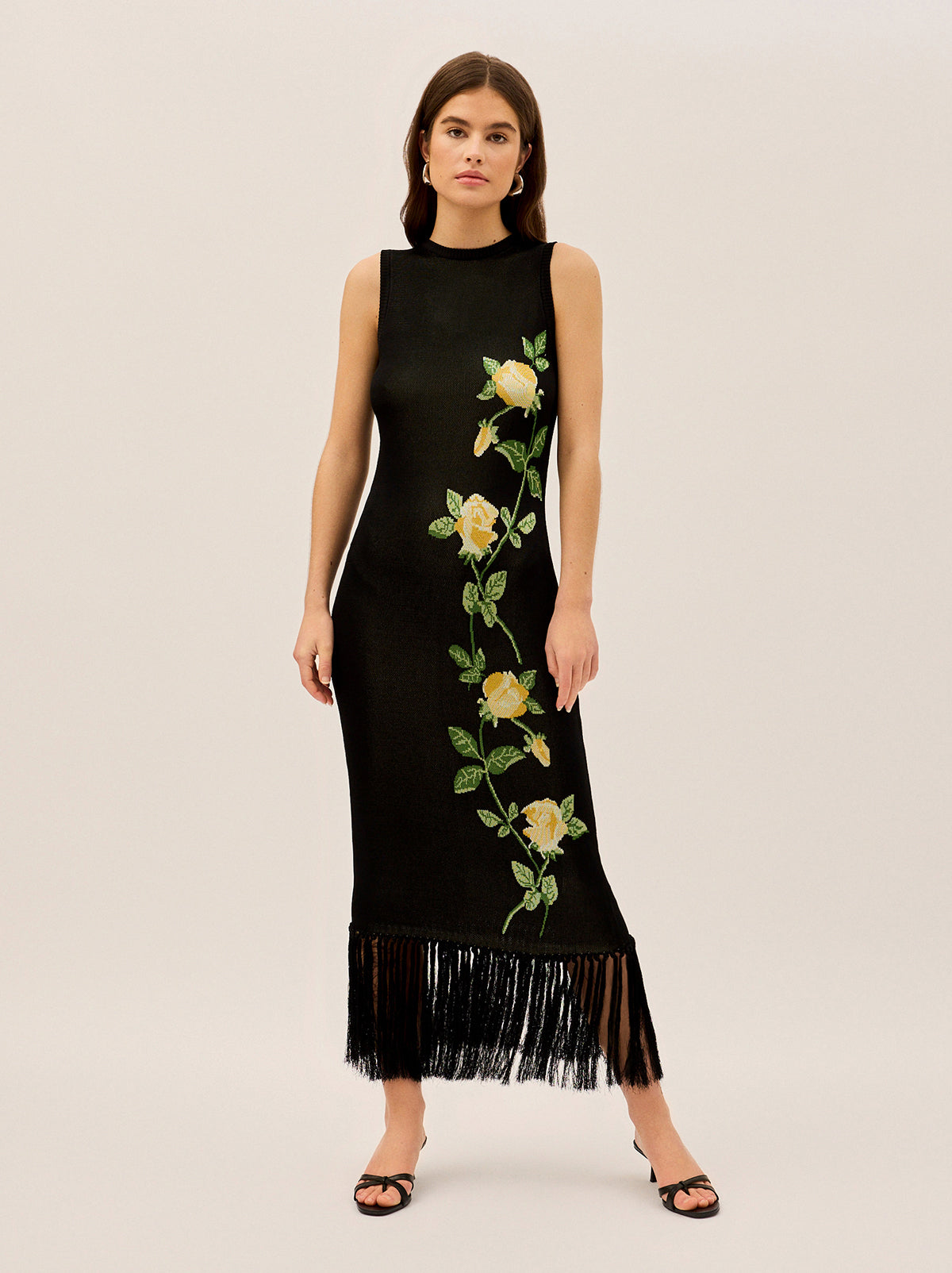 Blanca Black Rose Knit Dress