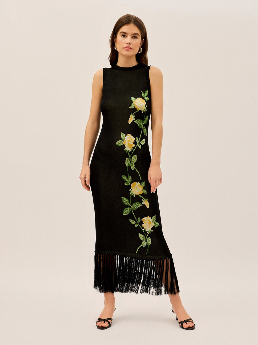 Blanca Black Rose Knit Dress