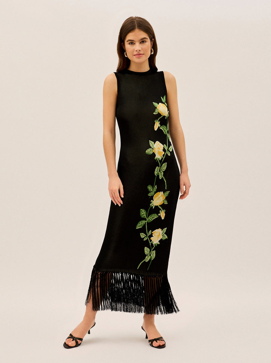 Blanca Black Rose Knit Dress