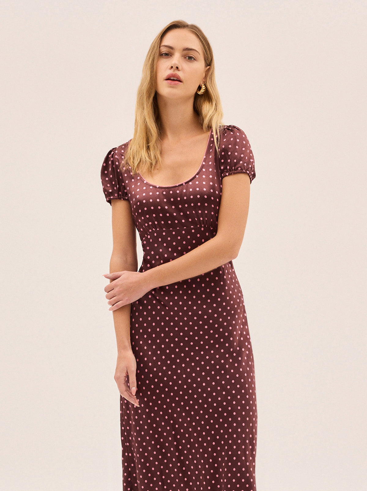 Briar Brown Pin Dot Print Dress