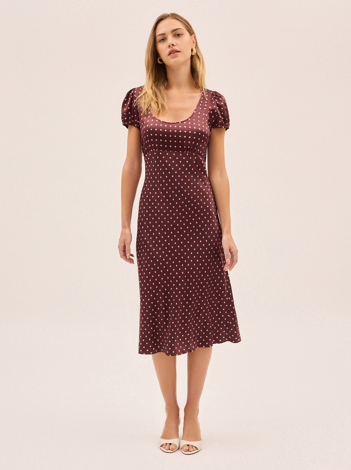 Briar Brown Pin Dot Print Dress