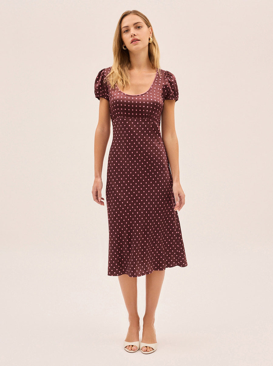 Briar Brown Pin Dot Print Dress